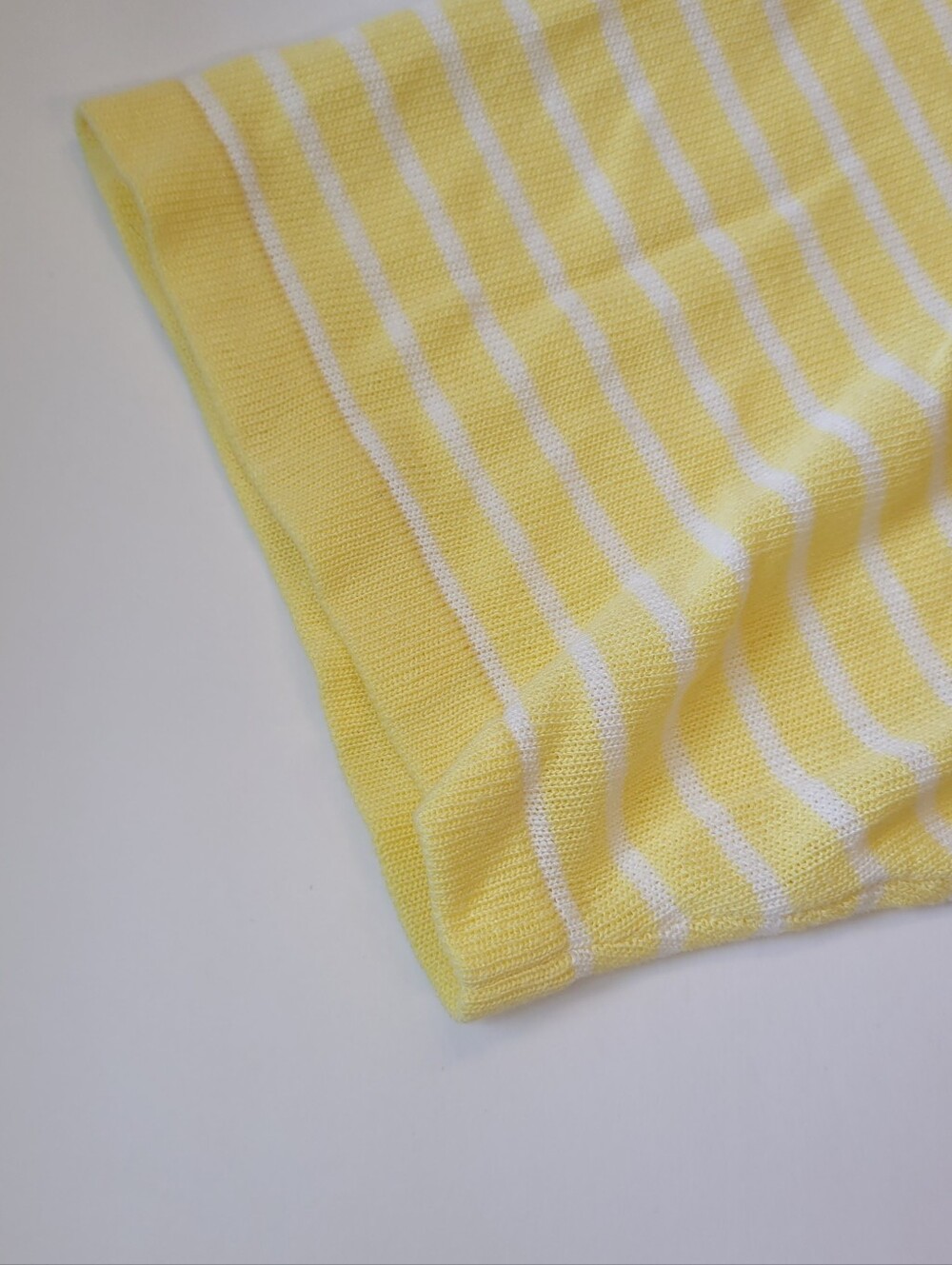 Zara Yellow White Striped Linen Blend Knit Scoop Neck Tee L - Picture 8 of 13